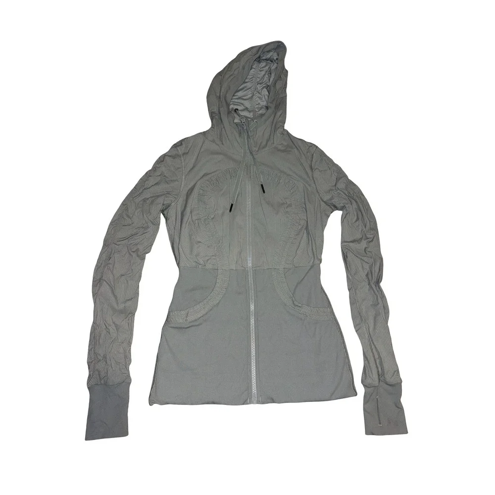 Lululemon Dance Studio Jacket Sage Green Grey Full Zip Hoodie Size 8